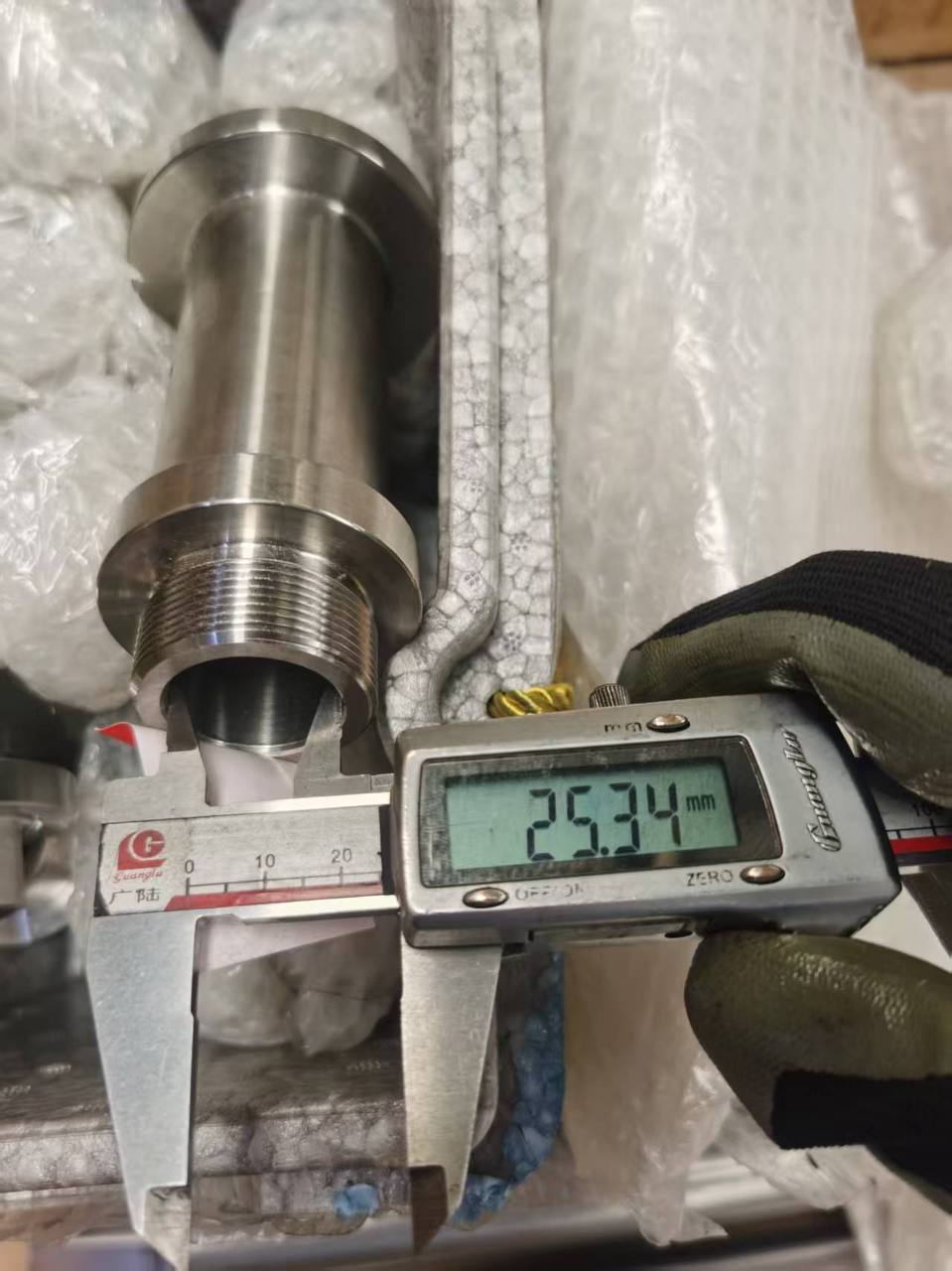 Digital caliper dimensional inspection for custom machined pump and valve components