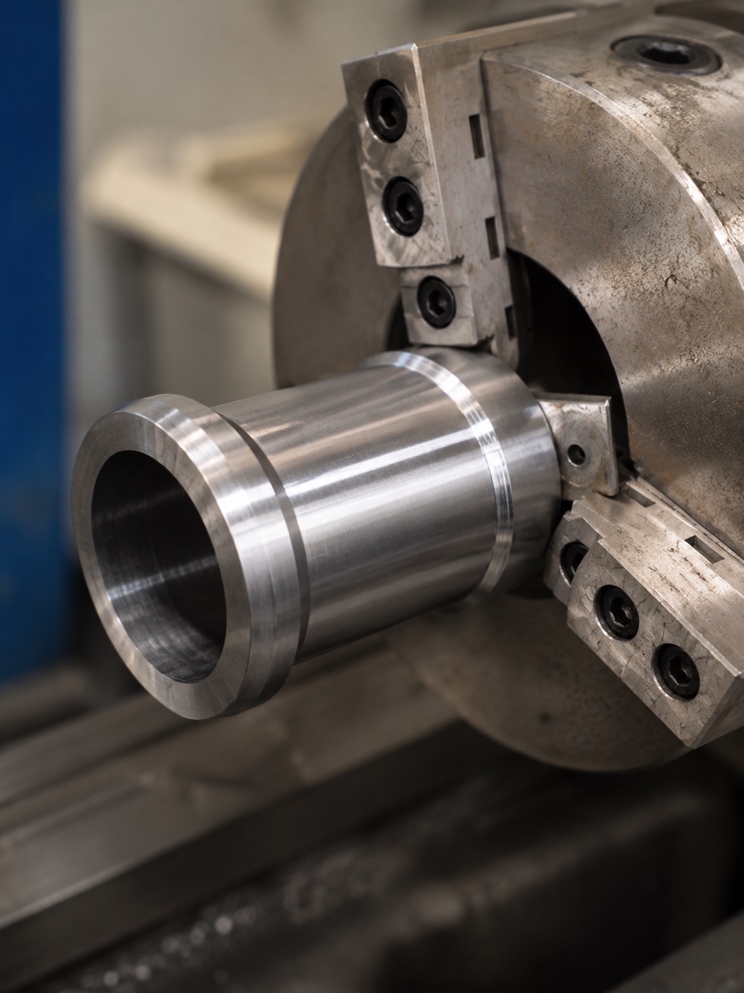 Finish machining setup for sleeve after hardfacing overlay