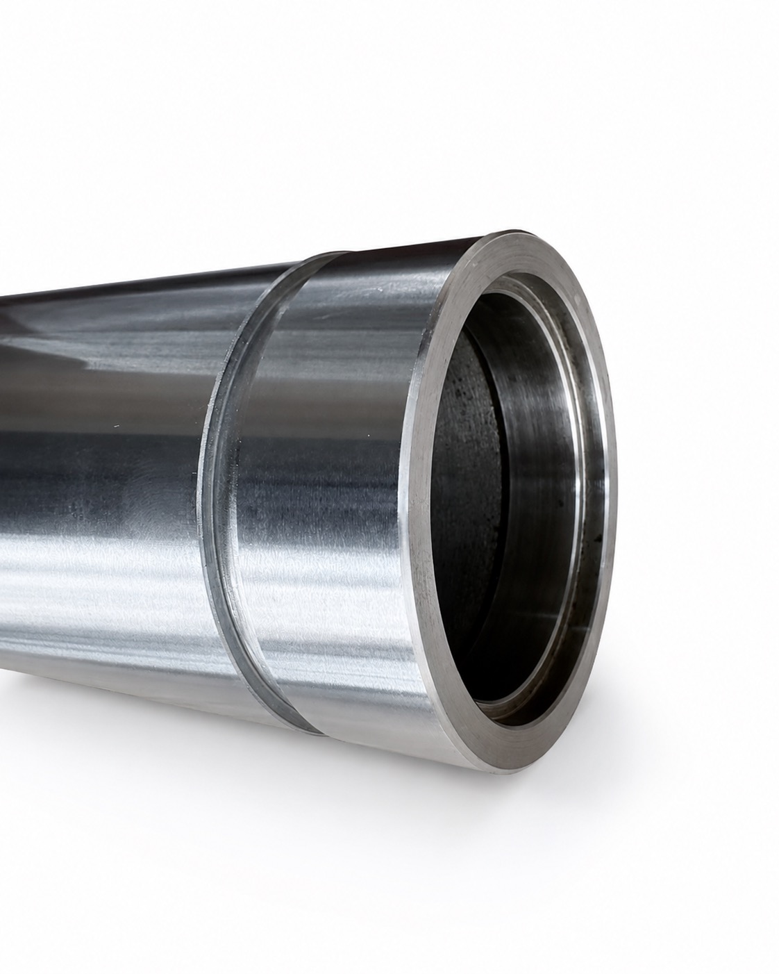 Close-up of hard chrome plated pump sleeve machined to drawing