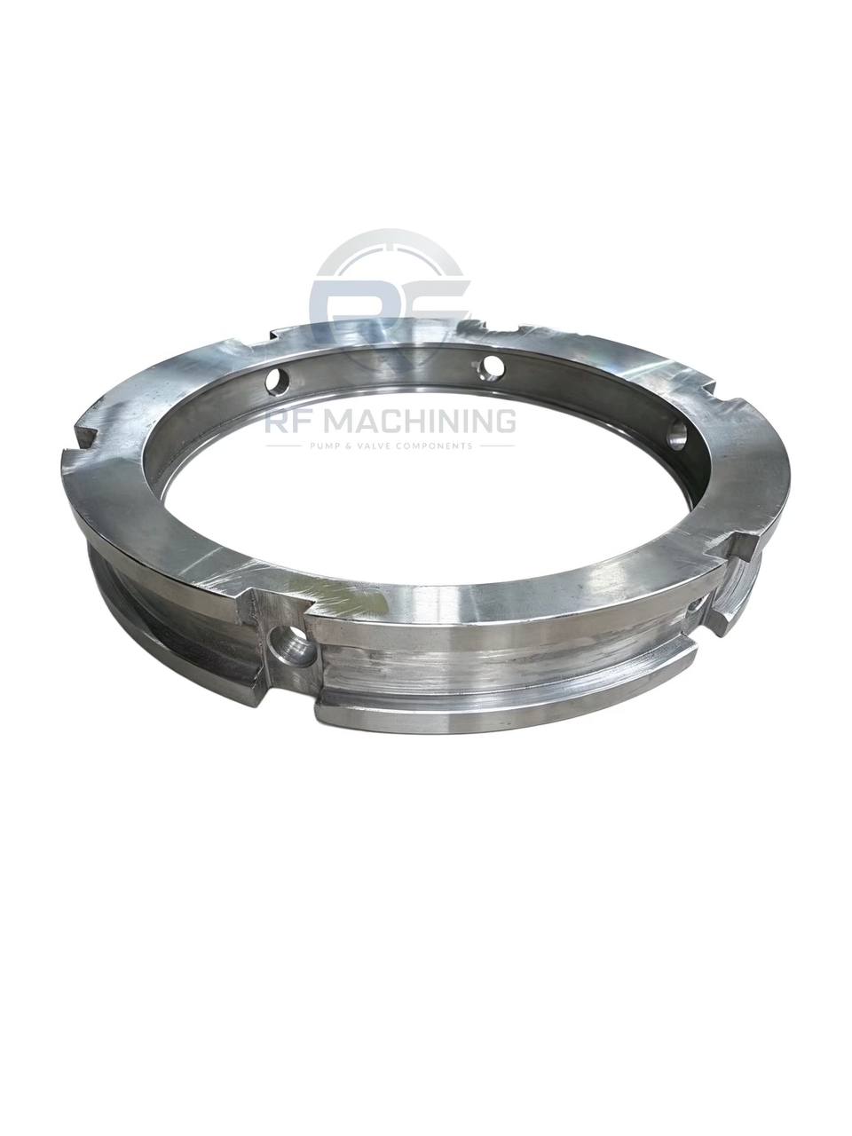 Drawing-based Duplex 2205 pump lantern ring with seal-cage features