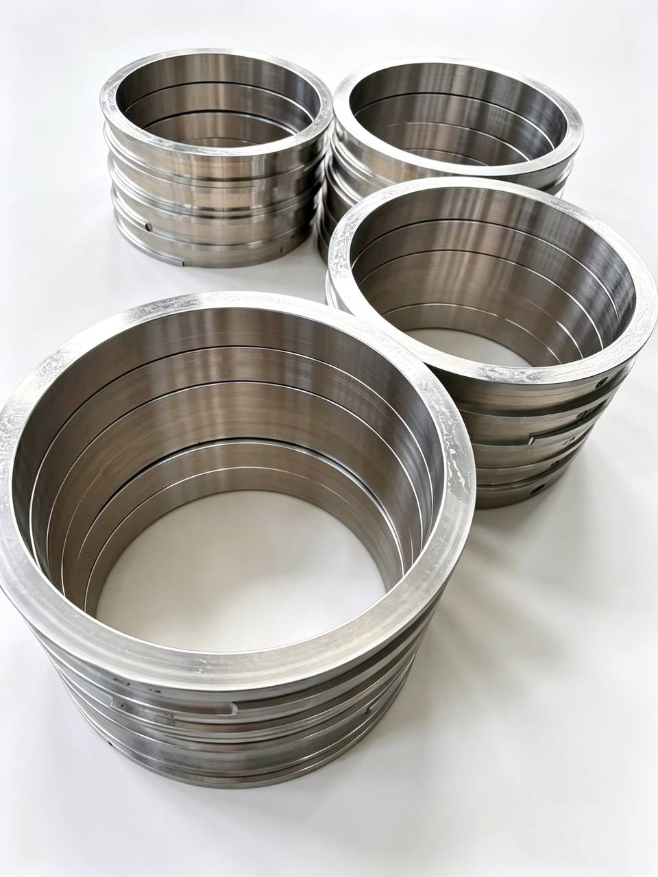 Batch view of drawing-based 316L pump wear rings, casing rings or impeller rings